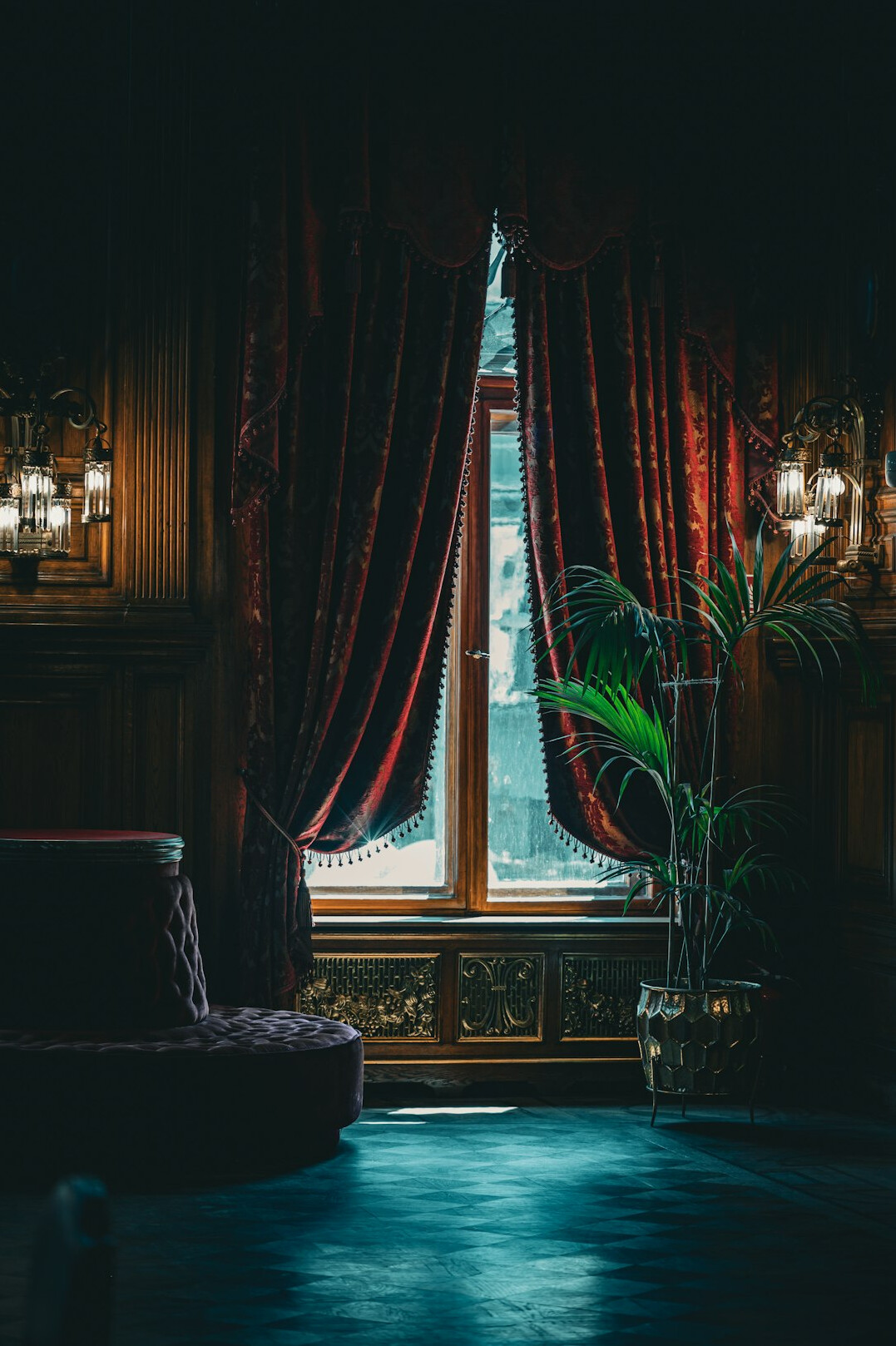 dark room with book