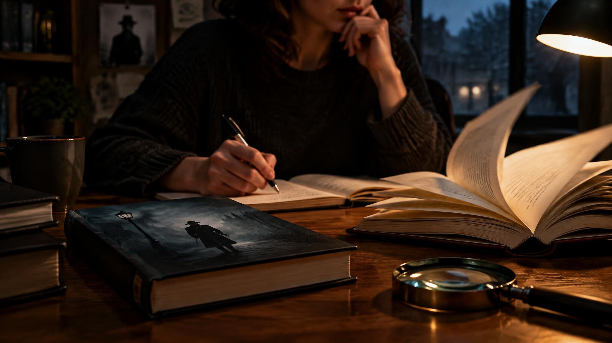 mystery book on table