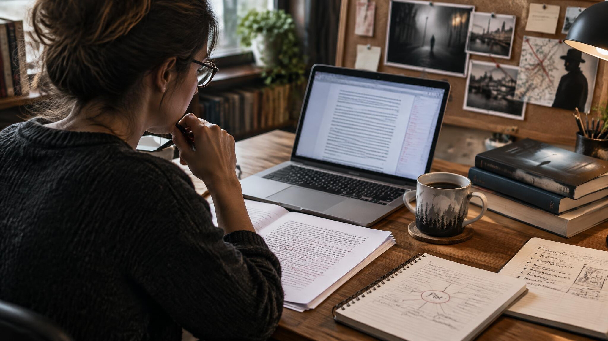 author editing manuscript