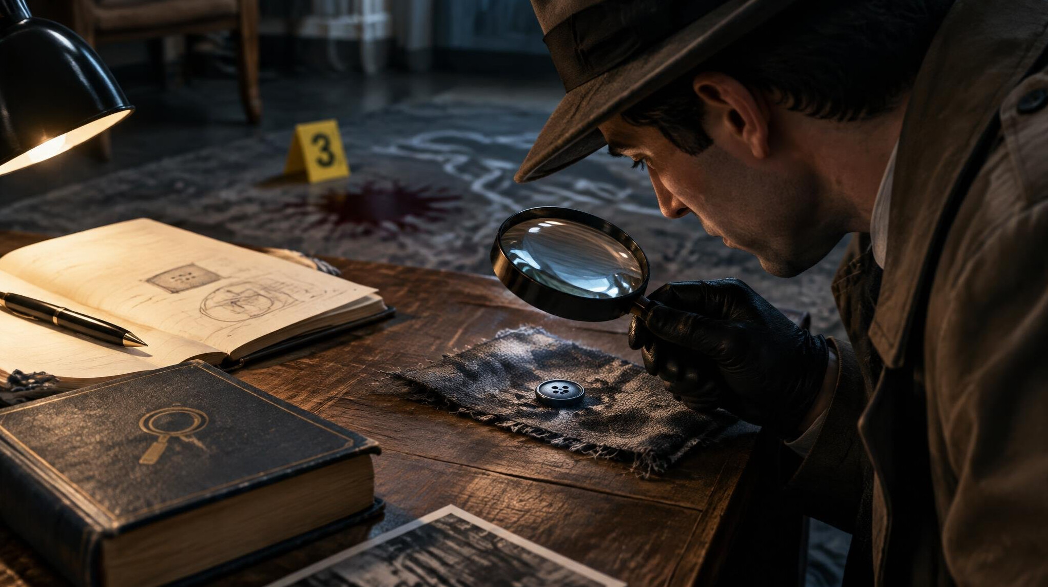 detective examining evidence